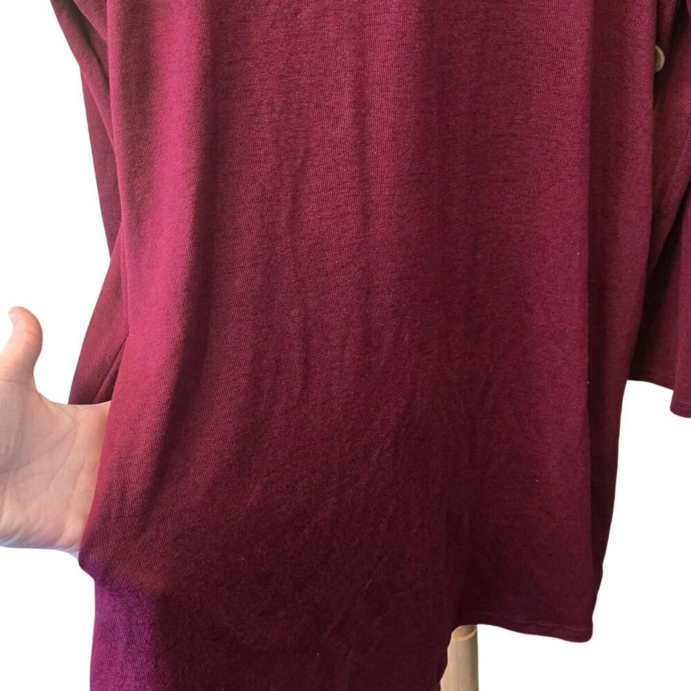 NWT Ofeefan XXL Red/Maroon/Burgundy Longsleeve Knit Dress w Buttons [0224] - Picture 5 of 11